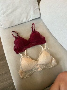 BUNDLE: Lace Bralette Duo – Burgundy & Cream